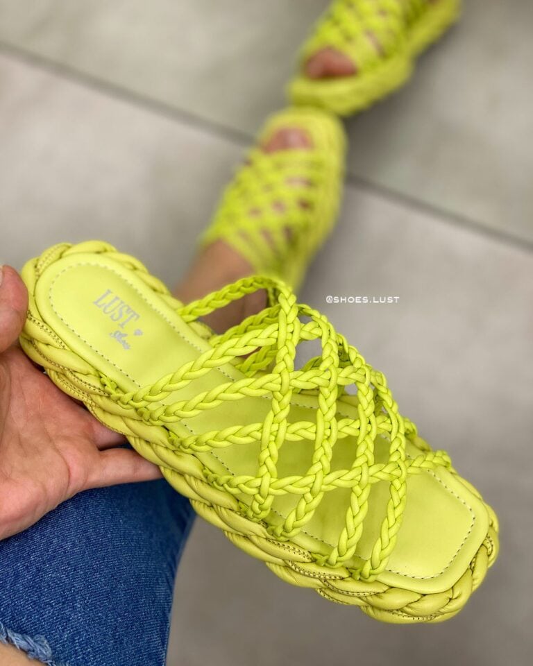rasteira lust shoes trançada limão 1367