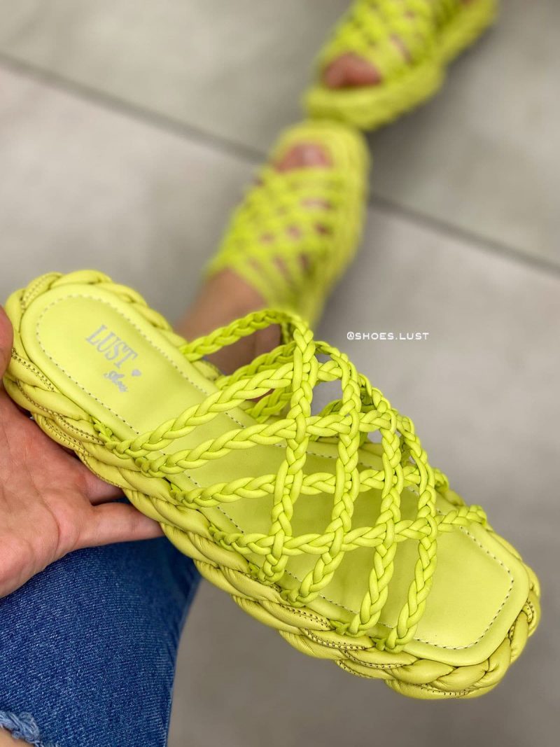 rasteira lust shoes trançada limão 1367