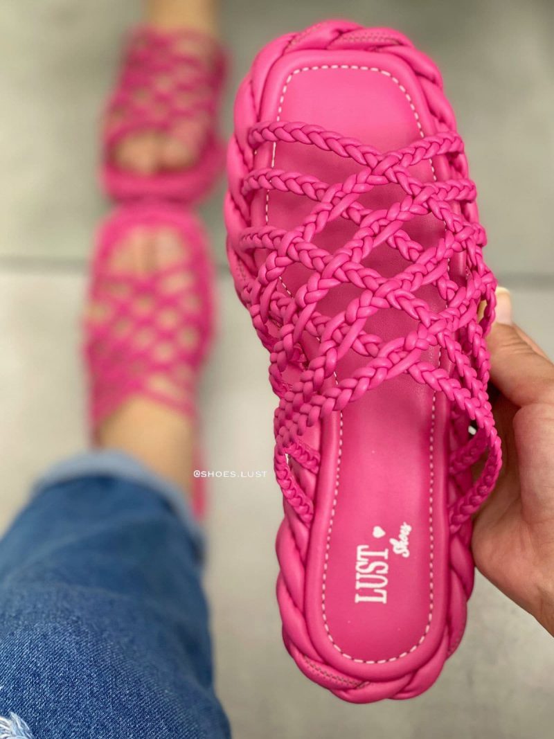 rasteira lust shoes trançada pink 1368