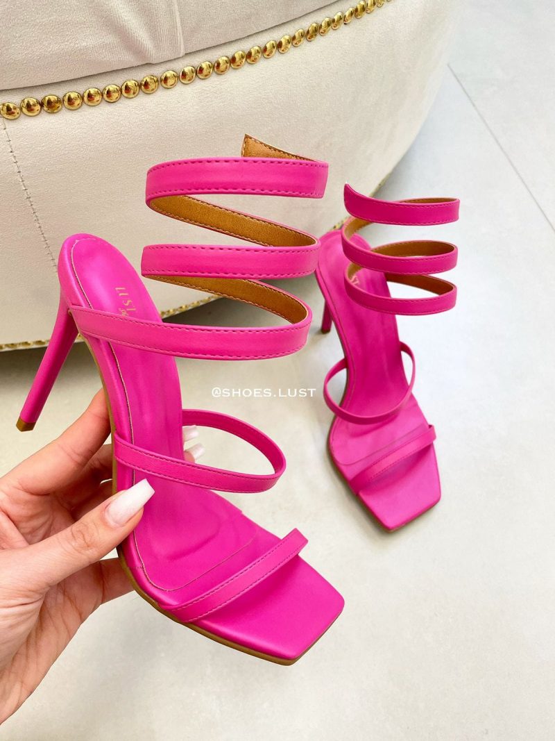 sandália lust shoes salto fino enola pink 82641