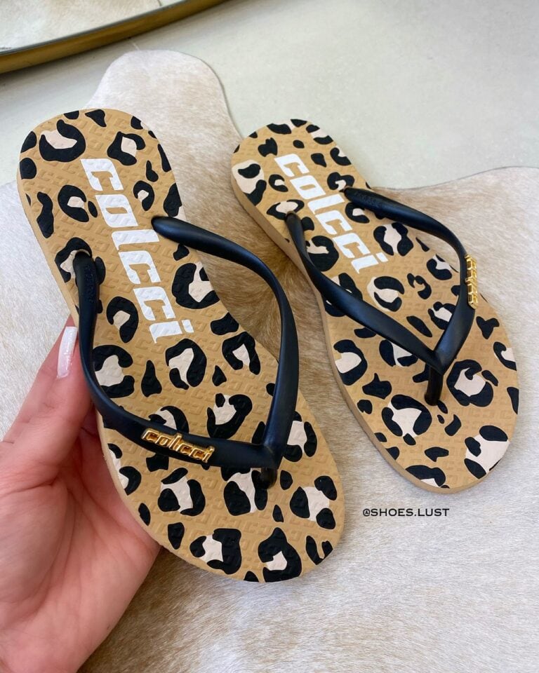 chinelo colcci animal print bege 82435