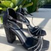 sandália salto lust shoes shinning black 82702