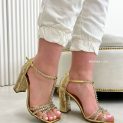 sandália salto lust shoes shinning dourada 82703