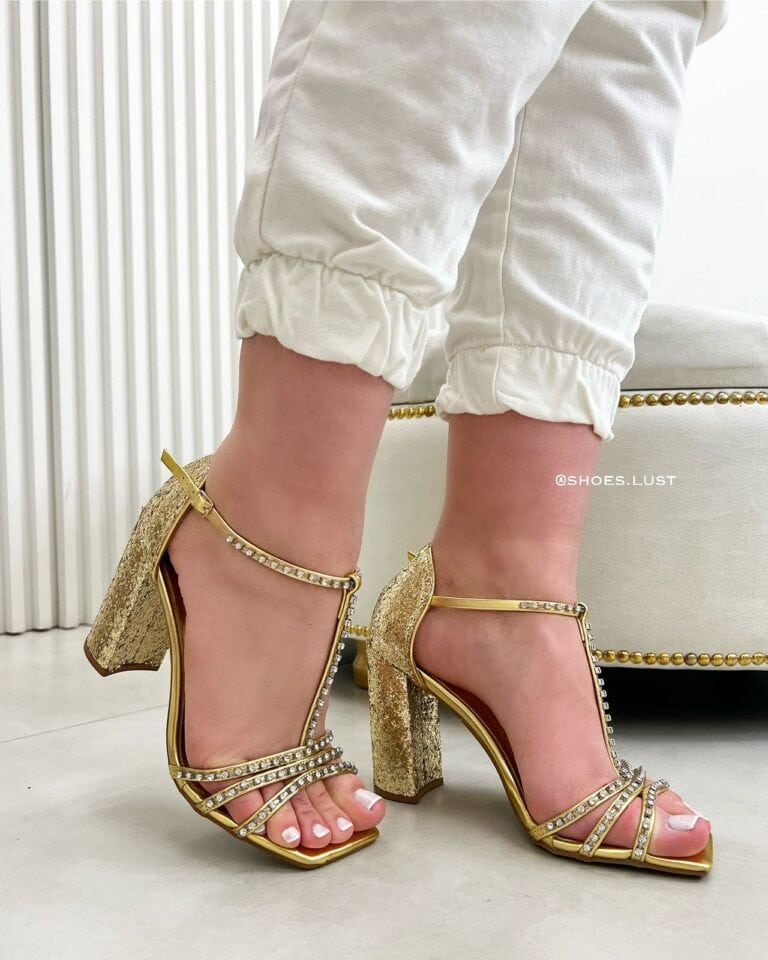 sandália salto lust shoes shinning dourada 82703