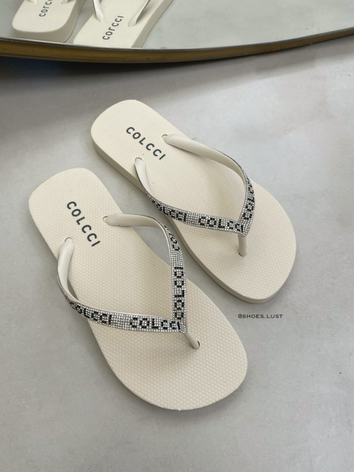 chinelo colcci pandora black logo strass 385665140