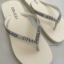 chinelo colcci pandora black logo strass 385665140