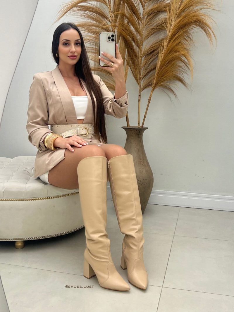 bota cano longo lust shoes thais bege 385664590