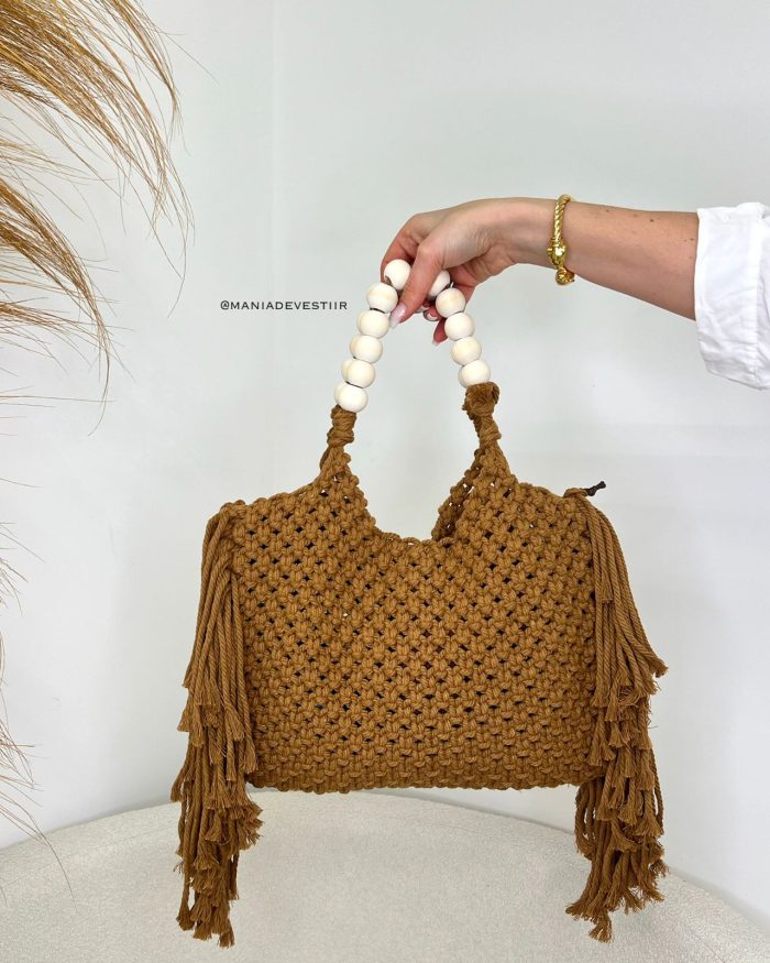 bolsa luaris crochê marrom 113507