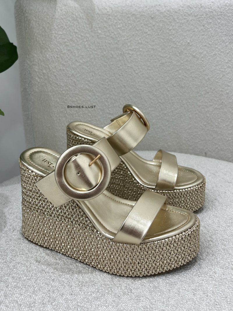 tamanco anabela lust shoes miami ouro ligth 116697