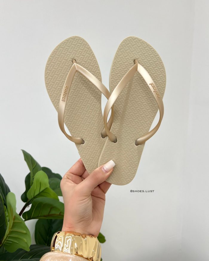 chinelo colcci ingrid bege/dourado 118162