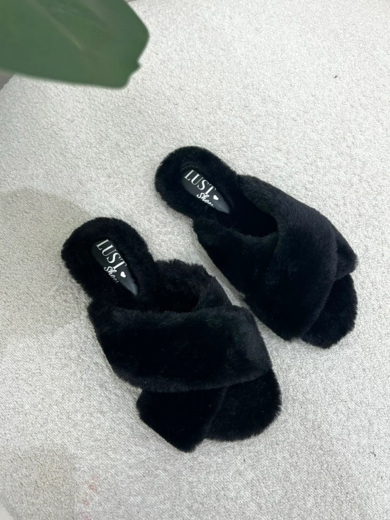 pantufa lust shoes pelucia preto 133697